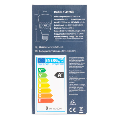 Yeelight W3 LED-lamp, Wi-Fi, E27, 8W, 1700K - 6500K, 900lm, Veelkleurig YLDP005 YLDP005