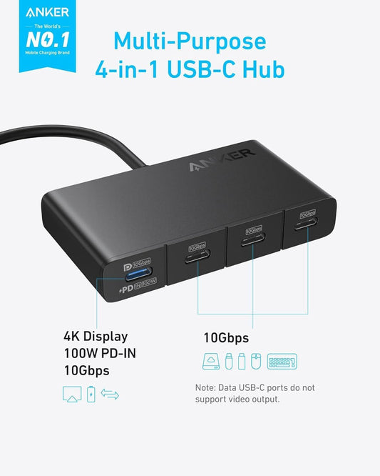 Anker USB-C Hub, 4 x USB-C, Black A8340GA1 