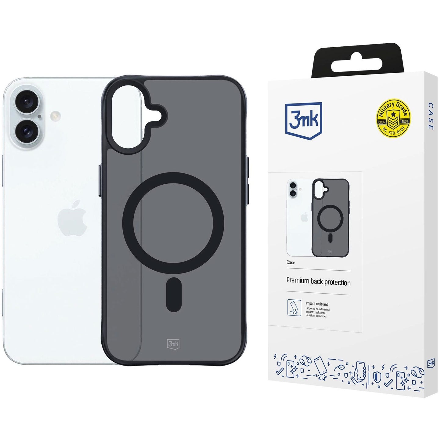 MagSafe hoesje voor Apple iPhone 16 Plus, 3MK, Rook MagCase, Zwart 