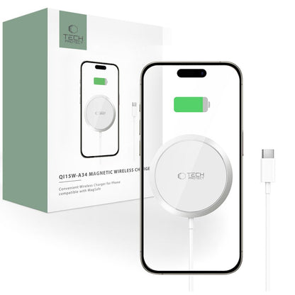 Wireless Network Charger Tech-Protect QI15W-A34, 15W, 1.67A, White 