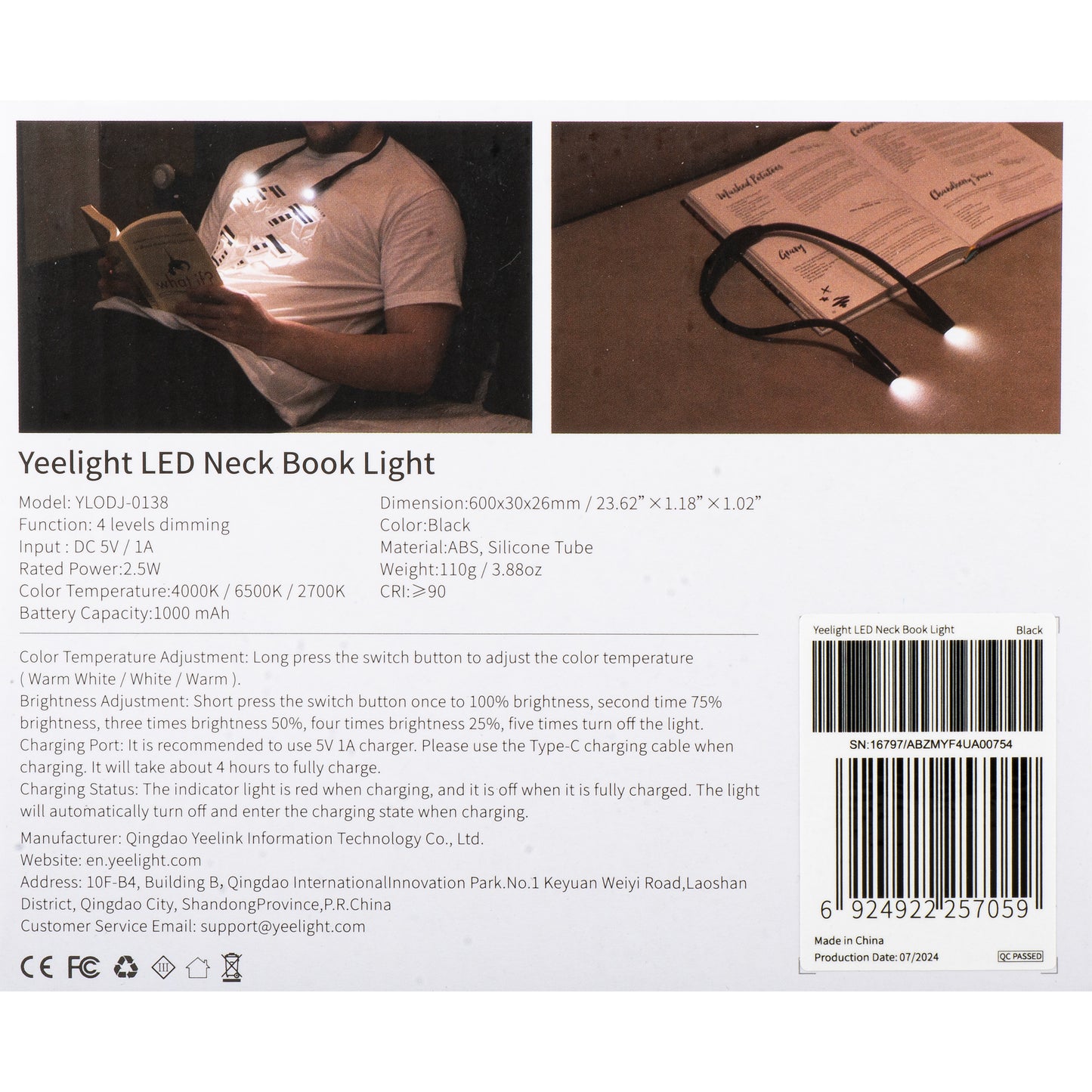 Led Strip Yeelight Neck Book, 2.5W, 2700K - 6500K, Black YLODJ-0138
