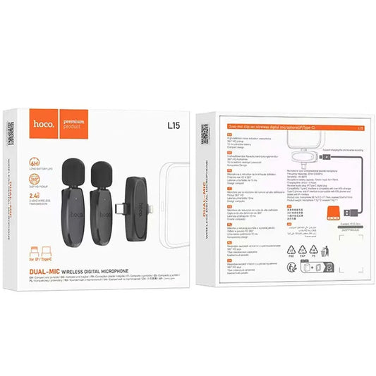 HOCO L15 Lavalier, USB-C / Lightning, Set 2 pieces, Black 